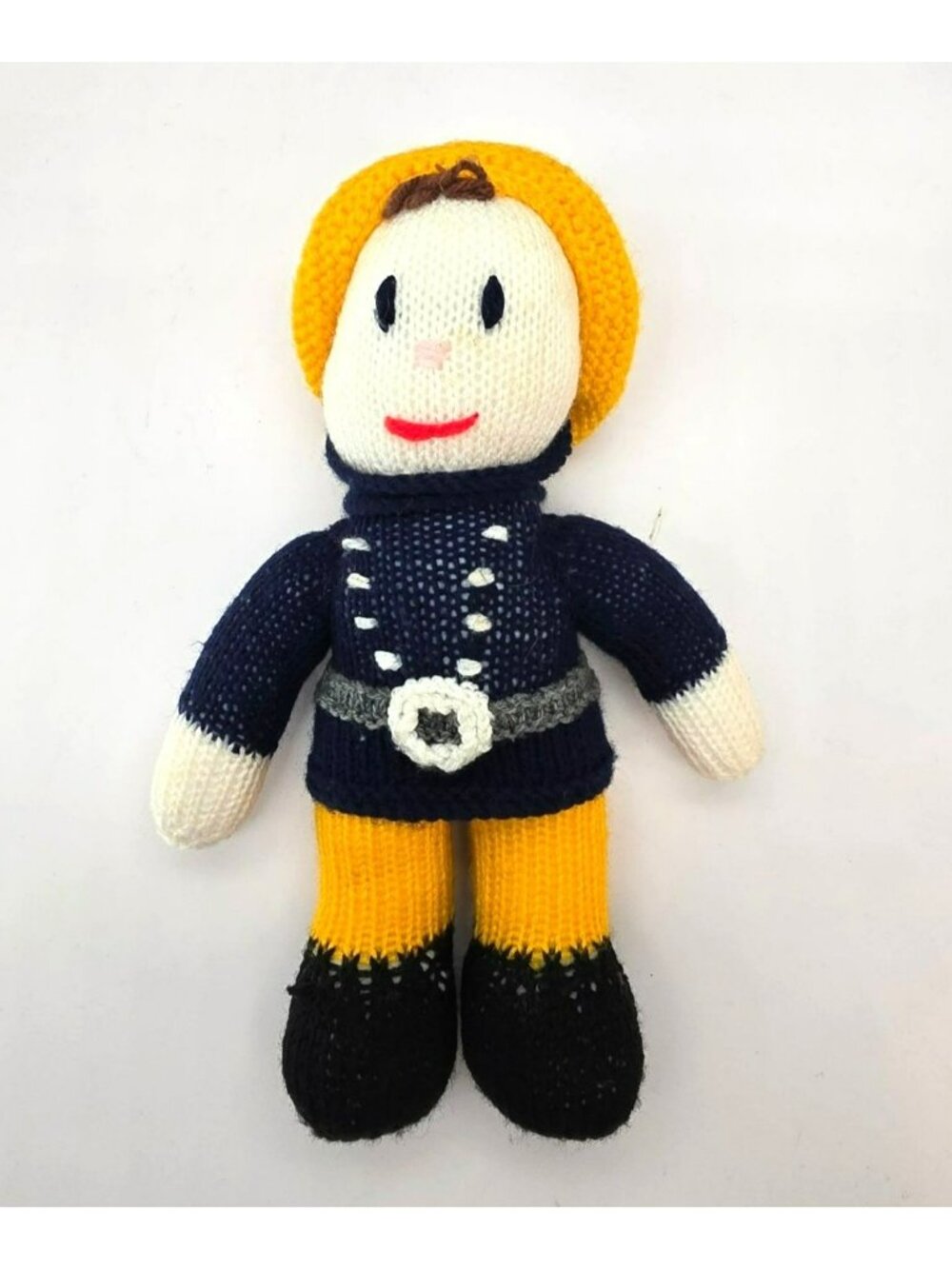 Vintage Fireman Sam Hand-Knitted Doll Adorable & Unique Gift Or Decor VL5189